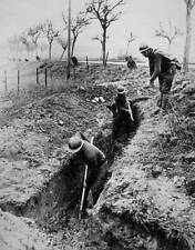 French soldiers digging a trench somewhere behind Maginot Line 1939 OLD PHOTO picture