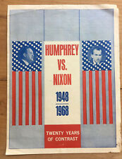  Vote For HUMPHREY VS NIXON Poster Sheet Twenty Years Of Contrast  picture