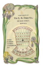 1904 Ten Year Celluloid Calendar CM Clapp Buffalo Shoes Hosiery Underwear Iris picture
