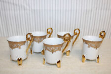 5pc VTG Imperial® Chekoslovakian Design Footed Demitasse Tea Cups w/Gold Design picture