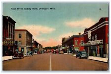 c1930's Front Street Looking North Cars Dowagiac Michigan MI Vintage Postcard picture