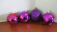 SHATTERPROOF 4 PURPLE with RED & PINK Christmas ORNAMENTS picture