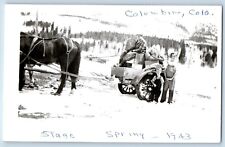 Columbine Colorado CO Postcard RPPC Photo Stage Spring Horse Wagon Winter 1943 picture