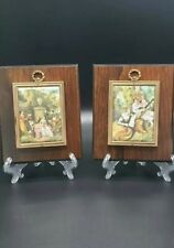 Vintage Wood Framed Silk Fabric Victorian Style Wall Hangings  (2) picture