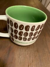 2009 Starbucks Coffee Bean Collectible Bone China Green Brown Mug Cup 16 oz. picture