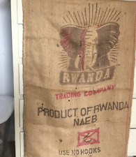 Authentic Large Used Burlap Jute Sack Bag Rwanda Trading Company Elephant picture