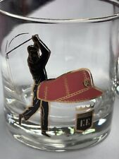 Vintage Canadian Club Rocks Glasses Set of 4 Gold Trim Golfer Hat Swing - NICE picture