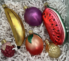 Set of 6 Inge Glas Fruit Hand Blown Glass Ornaments from Germany Star Hanger picture