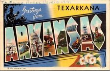 Texarkana AR-Arkansas, LARGE LETTER Greetings Vintage Souvenir Postcard V1 picture