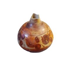 Antique Mexican Red Clay Pottery Jug Vase Faded Floral Design Chipped Neck & Lip picture