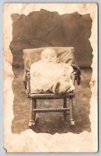 Postcard RPPC Newborn Baby in Chair Real Photo Children Vignette 1908 picture