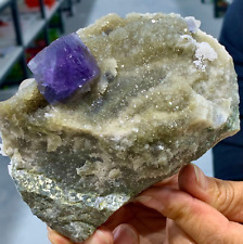 1.13LB Rare Transparent purple Cube Fluorite Mineral Crystal Specimen/China picture