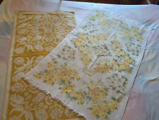 Two Vintage Bath Towels Yellow Roses, Gold Floral, Piquot, Sears picture