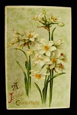 Winsch White Narcissis Flowers on Silver Textured Background Easter Postcard picture