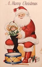 Postcard Merry Christmas...Santa Claus Places Toys into Stockings 1925. #-4359 picture