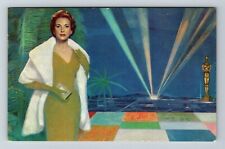Hollywood CA-California, Mural Lounge, TWA's Jetstream, Vintage Postcard picture