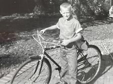 KG Photograph 1960 Boy Walking Bicycle Bike Portrait picture