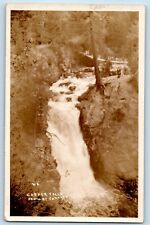 Eagle River Wisconsin WI Postcard RPPC Photo Copper Falls Waterfall People 1928 picture