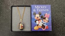 Genuine Disney Mickey Mouse Locket Pendant On Gold Tone Chain. Brand New.  picture