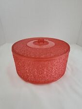 Vintage Regaline Pink Hard Plastic Round Sewing Box Container With Lid USA picture