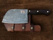 Handmade Damascus Steel Professional's Chef Knife, Meat Cleaver, Copper Inlay picture