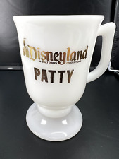 Vintage Walt Disney Disneyland Milk Glass Footed Mug Cup Personalized 