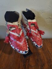 Antique OLD Native American Indian quilled Moccasins LAKOTA mans 19th C. picture