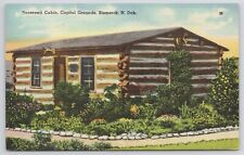Bismarck North Dakota Theodore Roosevelt Cabin Capital Grounds Linen Postcard picture