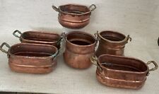 6X Vintage Rustic Handmade Copper Planter  Oval, Octagon Rare Lot picture
