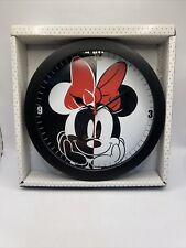 Disney Big Bow Minnie Mouse Red & Black Wall Clock Office Home Wall Decor 9” NEW picture