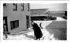 Grandma Throwing Mean Snowball Main Street Town Americana 1930s Vintage Photo picture