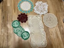 Vintage hand crocheted doilies lot picture
