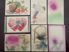 Embossed Airbrush Flowers Floral Fruit Early 1900s Vintage Postcards picture