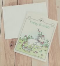 Vtg 1983 Happy Birthday Unicorn Cara Glodberg Marks Renaissance Greeting Card  picture