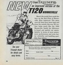 1965 Triumph Motorcycle Ad Bonneville T120 Trophy TR6 Magazine Advertisement 65 picture