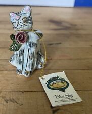 Blue Sky Clayworks Kitten Candle Snuffer Cat w/Rose Heather Goldminc 2002 picture