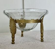 MCM Vtg 3 Footed Brass Display Stand Holder Glass Bowl Plant Regency Hollywood picture