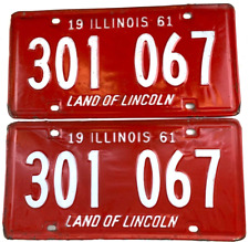 Vintage Illinois 1961 License Plate Set 301 067 Man Cave Wall Decor Collector picture