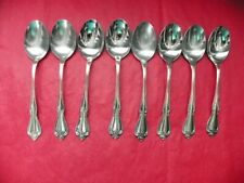 SET OF 8 ONEIDA  ARBOR ROSE OVAL SOUP SPOONS  STAINLESS FLATWARE   BOX 70 picture