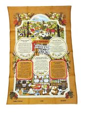 Tea Towel Old English Farmhouse Recipes Great Britain Cotton Vtg Souvenir picture