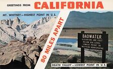 Postcard Banner Greetings From California Highest to Lowest 80 Miles Apart picture