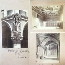 Antique 1880s Venice Italy Palazzo Ducale Doge's Palace Albumen Photos Lot vtg picture