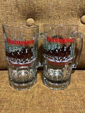 Lot of 2 Vintage Anheuser Busch Budweiser Glass Clydesdales Mug 32oz 8