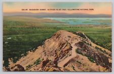 Postcard Mt Washburn Summit, Yellowstone National Park, Vintage Linen picture