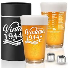 Vintage 1944 Old Time Information 80th Birthday Gifts for Men Women Beer Glas... picture