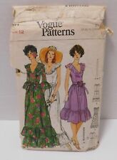 Vintage 1970's Vogue Ruffled Evening Dress Cut Pattern 9144 Size 12 picture
