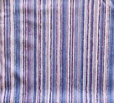 4yd Vintage 1980s Stripes Polyester Satin Silky Slinky Fabric Stripe Blue Mauve picture