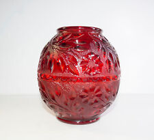 Fireball Fairy Lamp Ruby Red Glass Wildflower Lace Fenton Westmorland Mold Glows picture
