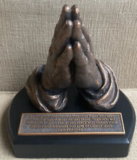 Praying Hands God Peace Philippians 4:6-7 Bible Verse Bronze Toned Sculpture EUC picture