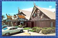 Vtg 1980s Tiki Gardens & Trader Franks Restaurant Indian Rocks Beach FL Postcard picture